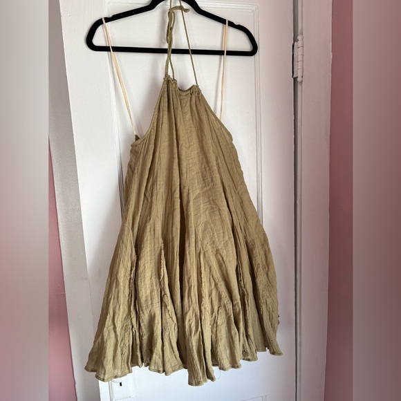 Urban Outfitters Dresses & Skirts - Urban Outfitters Ecote Olive Green Gauze Bell Tassel Halter Mini Dress Sz Small